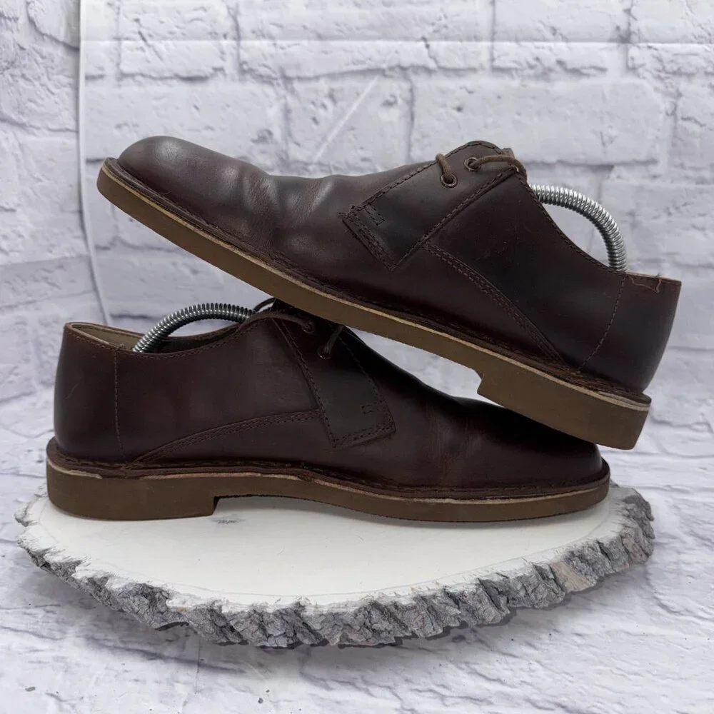 Clarks Mens Size 10 Bushacre Chukka Brown Leather Low Cut Shoes